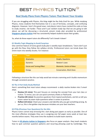 Real Study Plans from Physics Tutors That Boost Your Grades