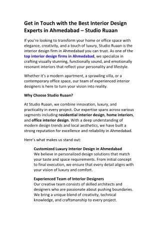 Connect with the Best Interior Designer in Ahmedabad – Studio Ruaan