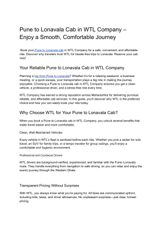 pune to lonavala cab