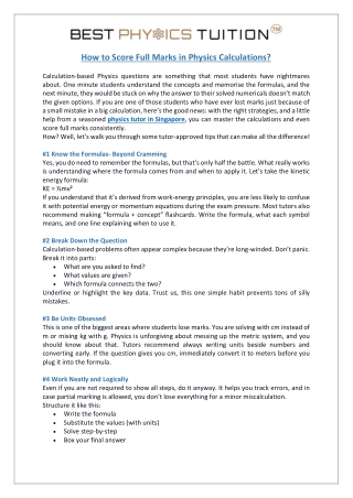 How to Score Full Marks in Physics Calculations?
