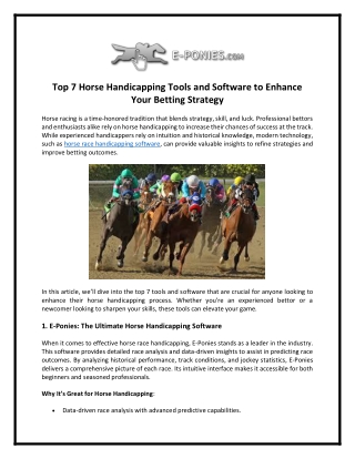 Top 7 Horse Handicapping Tools and Software to Enhance Your Betting Strategy