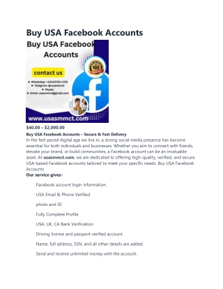 Buy USA Facebook Accounts