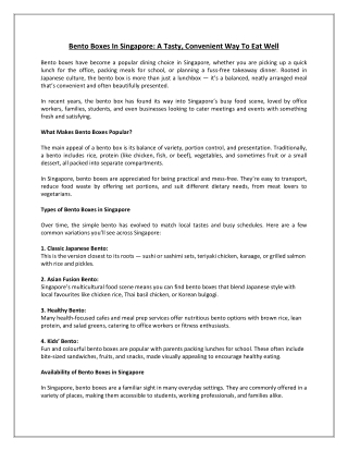 Bento Boxes In Singapore A Tasty, Convenient Way To Eat Well