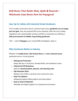 B2B Boots That Battle Mud, Spills & Hazards – Wholesale Gum Boots Now on Pepagora!!