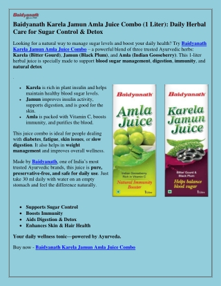 Baidyanath Karela Jamun Amla Juice: Ayurvedic Wellness in Every Sip