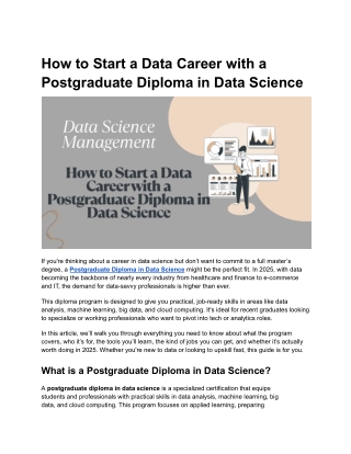 How to Start a Data Career with a Postgraduate Diploma in Data Science