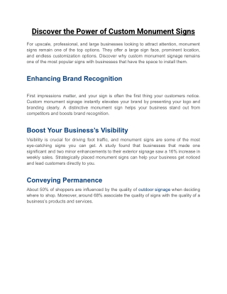 Discover the Power of Custom Monument Signs