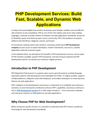 PHP Development Services