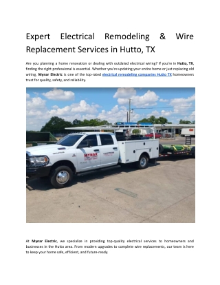 Expert Electrical Remodeling & Wire Replacement Services in Hutto, TX