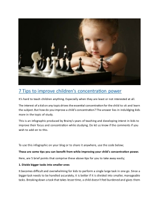 7 Tips to improve children concentration