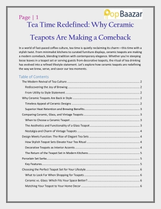 Tea Time Redefined Why Ceramic Teapots Are Making a Comeback