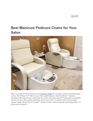 Best Manicure Pedicure Chairs for Your Salon