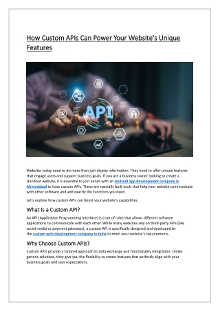 How Custom APIs Can Power Your Website's Unique Features