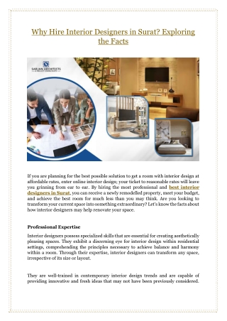 Why Hire Interior Designers in Surat? Exploring the Facts