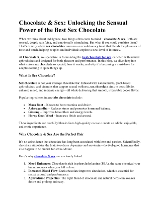 Unlocking the Sensual Power of the Best Sex Chocolate