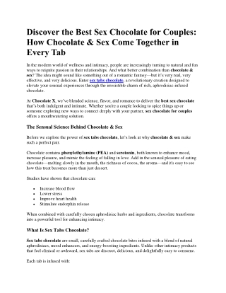 Discover the Best Sex Chocolate for Couples