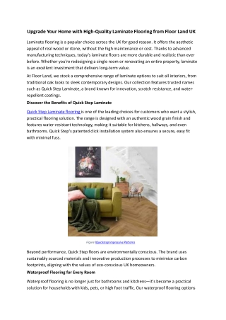 Upgrade Your Home with High Quality Laminate Flooring