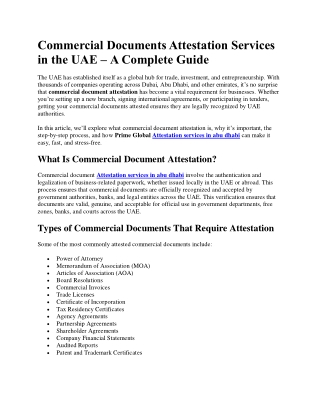 Simplify Your Business with Commercial Document Attestation in UAE