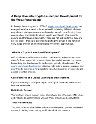 A Deep Dive into Crypto Launchpad Development for the Web3 Fundraising