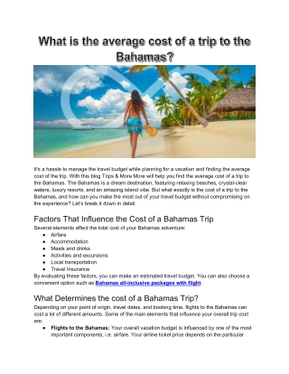 What is the average cost of a trip to the Bahamas?