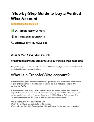 Step-by-Step Guide to buy a Verified Wise Account