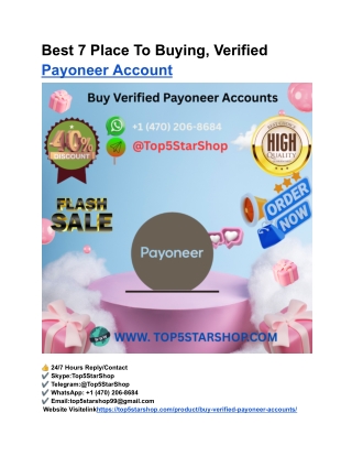Best 7 Place To Buying, Verified Payoneer Account