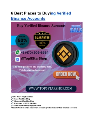6 Best Places to Buying Verified Binance Accounts