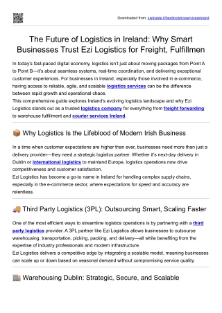 The Future of Logistics in Ireland: Why Smart Businesses Trust Ezi Logistics for