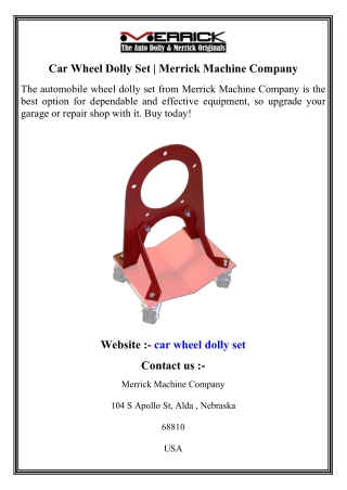 Car Wheel Dolly Set   Merrick Machine Company