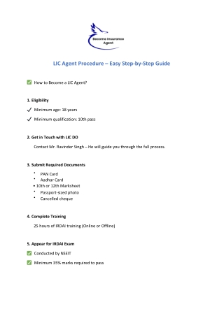 LIC Agent Registration Process 2025 – Eligibility, Documents And Training