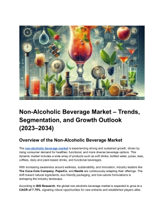 Non-Alcoholic Beverage Market – Trends, Segmentation, and Growth Outlook (2023–2034)
