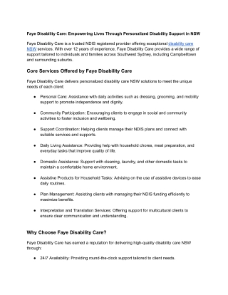 Faye Disability Care_ Empowering Lives Through Personalized Disability Support in NSW