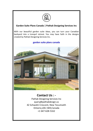 Garden Suite Plans Canada  Pathak Designing Services Inc