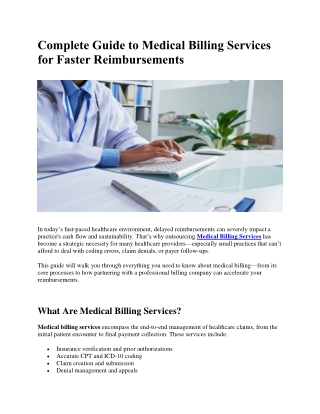 Complete Guide to Medical Billing Services for Faster Reimbursements