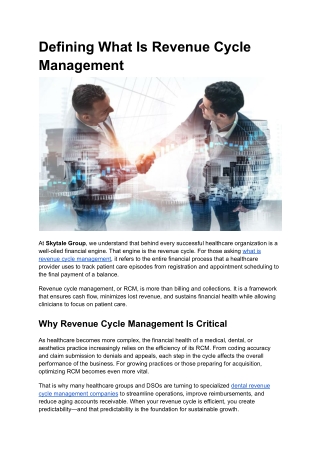 Defining What Is Revenue Cycle Management