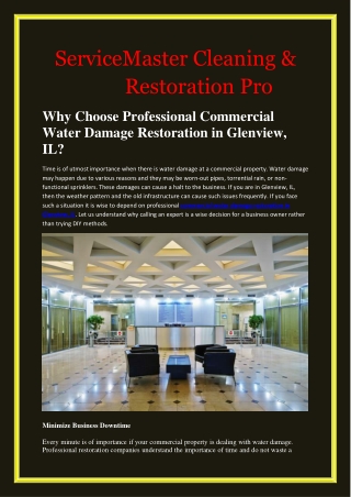 Why Choose Professional Commercial Water Damage Restoration in Glenview
