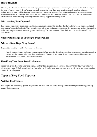 How to Choose the Best Dog Toppers for Picky Eaters