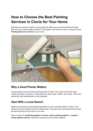How to Choose the Best Painting Services in Clovis for Your Home