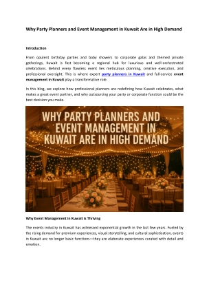 Why Party Planners and Event Management in Kuwait Are in High Demand
