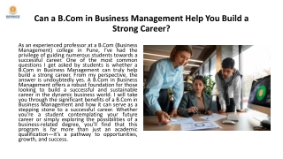Can a B.Com in Business Management Help You Build a Strong Career