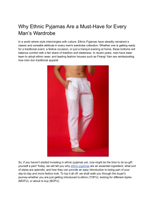 Why Ethnic Pyjamas Are a Must-Have for Every Man’s Wardrobe