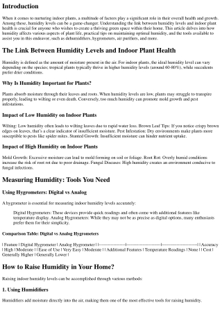 The Link Between Humidity Levels and Indoor Plant Health