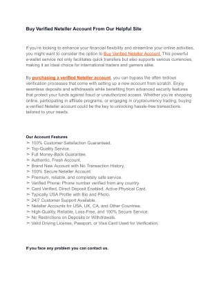 Beginers Complete Guide To Buy Verified Neteller Account