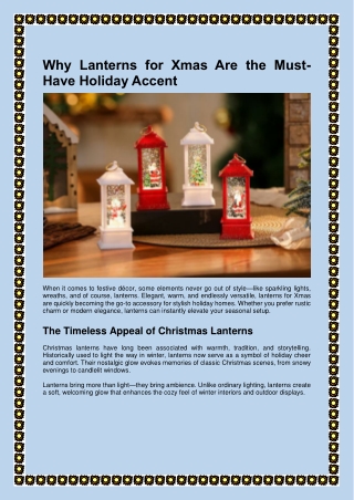 Why Lanterns for Xmas Are the Must-Have Holiday Accent