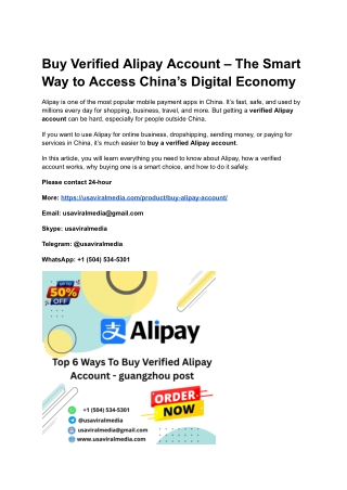 Buy Verified Alipay Account – The Smart Way to Access China’s Digital Economy