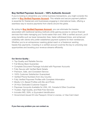 Beginers Complete Guide To Buy Verified Payoneer Account