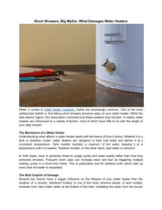 Short Showers, Big Myths What Damages Water Heaters