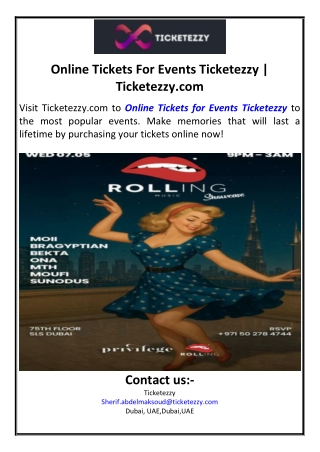 Online Tickets For Events Ticketezzy | Ticketezzy.com