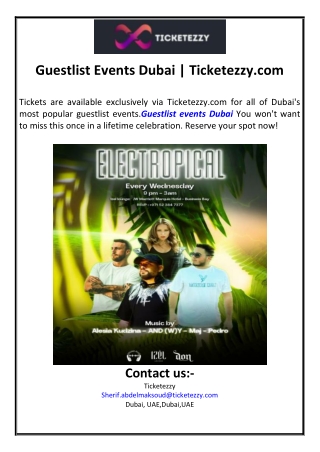 Guestlist Events Dubai | Ticketezzy.com