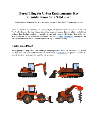 Bored Piling for Urban Environments